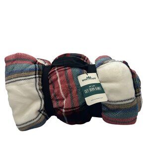 Cozy Sherpa Blanket 50 X 60 Northeast Outfitters Plaid Cream  Design